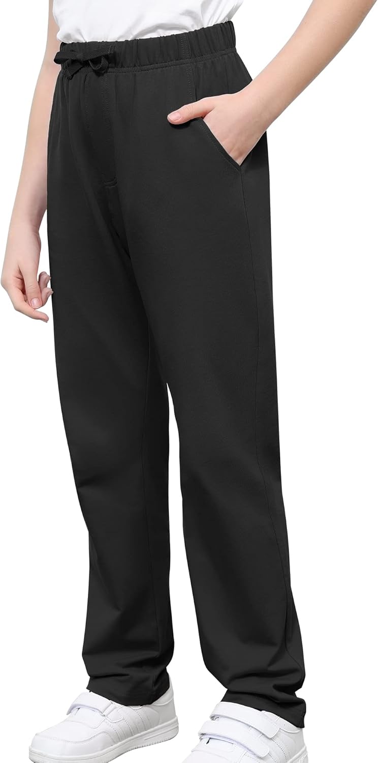 Kids Cotton Sweatpants Soft Casual Athletic Pants with Pockets