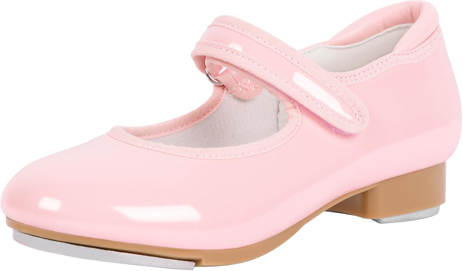 Linodes Easy Strap Tap Shoe Dance Flats for Kids in Pink or Tan