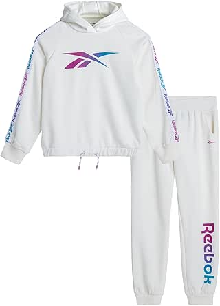 Reebok Girls' Sweatsuit Set - Cozy Fleece Hoodie and Joggers