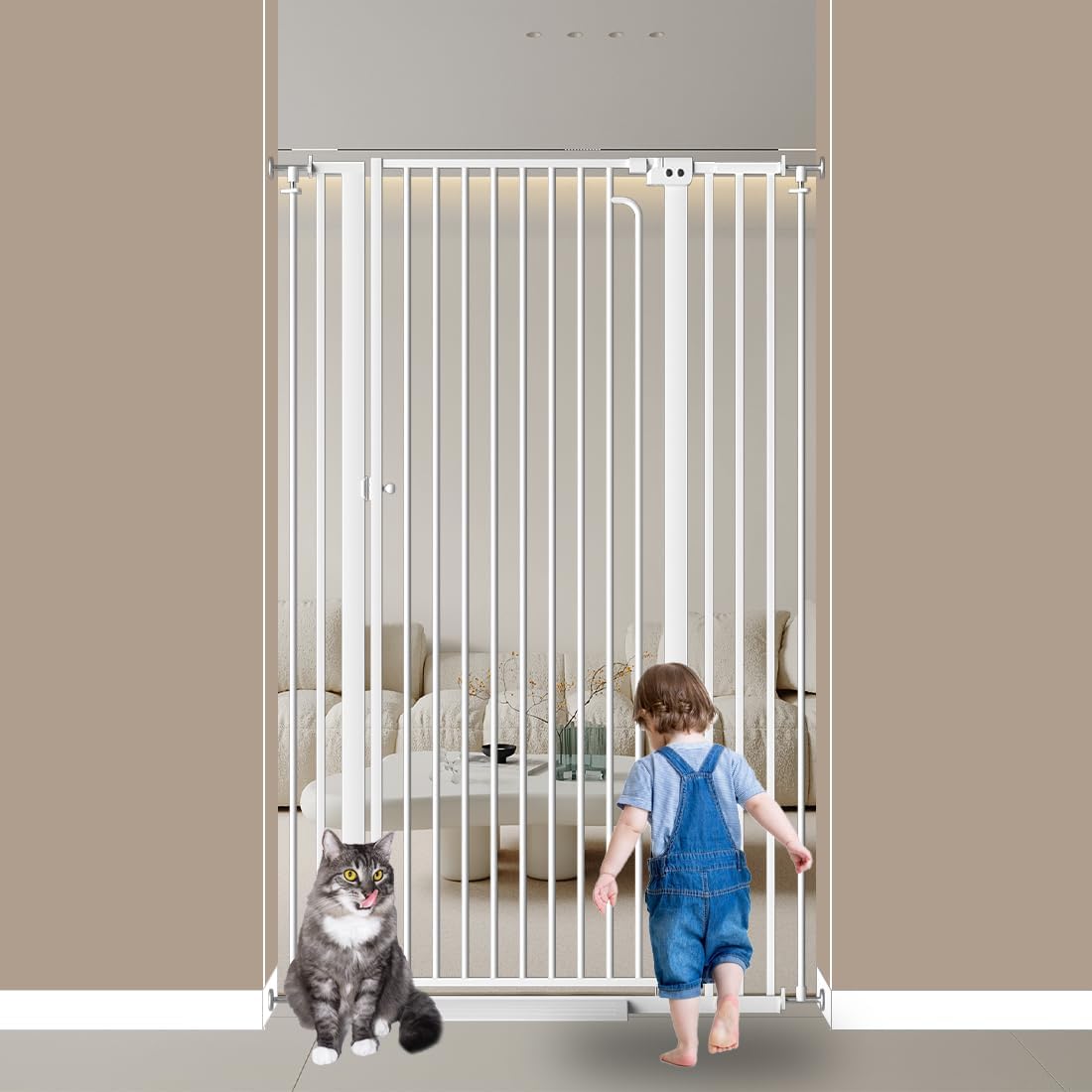 57 Inch Extra Tall Cat Gate for Doorways and Stairs Safety