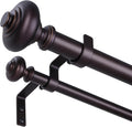 Bronze Double Curtain Rods for Windows 72 to 144 inch, Heavy Duty