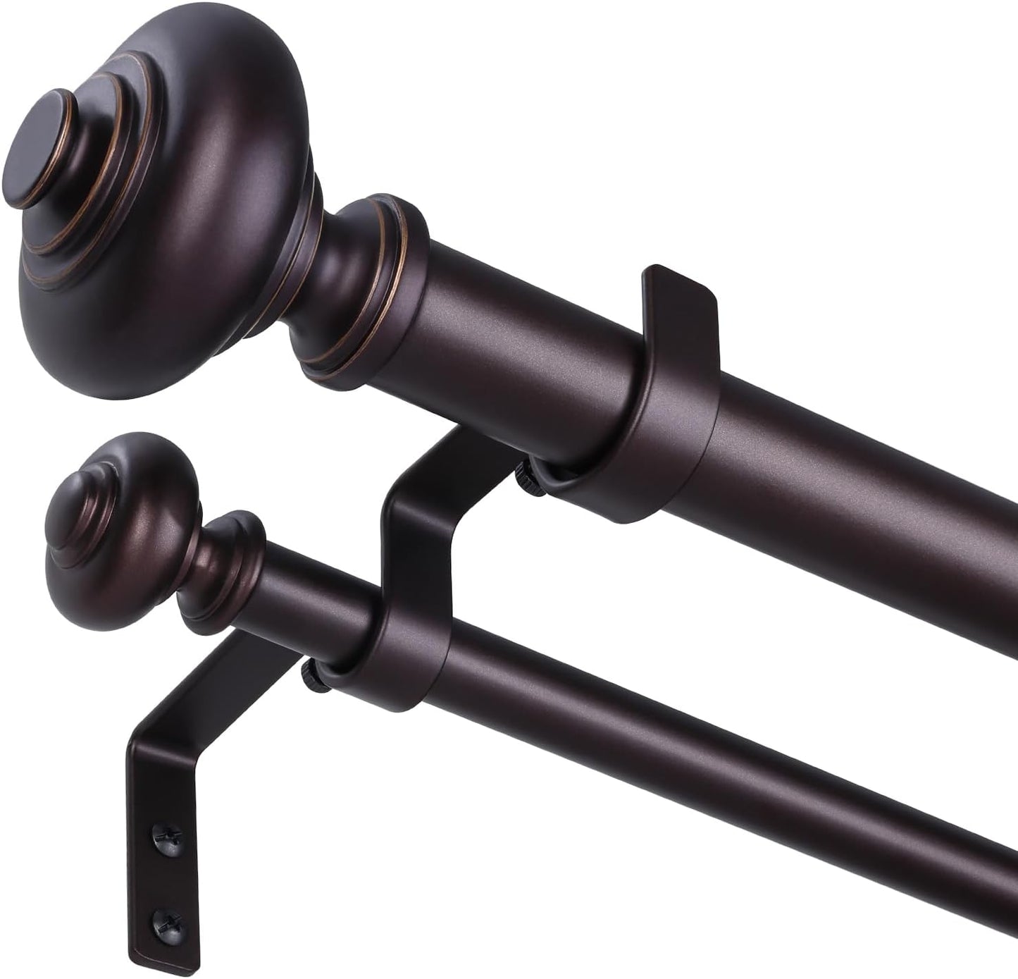 Bronze Double Curtain Rods for Windows 72 to 144 inch, Heavy Duty