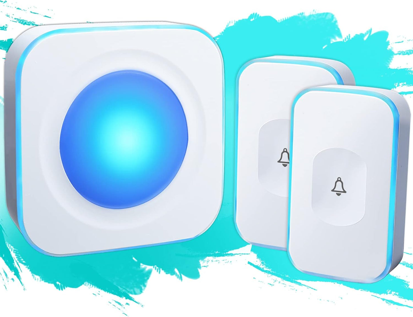 1200ft Waterproof Wireless Doorbell Set - 36 Melodies, 4 Volume Levels, Flash Light
