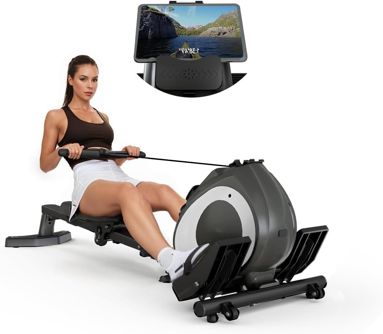 NAYSAYE Foldable Rowing Machine: Adjustable Resistance, LCD Display