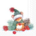 Cute Christmas Mouse Beverage Napkins - Festive S&C Design