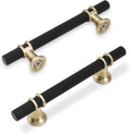10 Pack 3-3/4 in Cabinet Pulls Knurled Matte Black and Brushed Gold