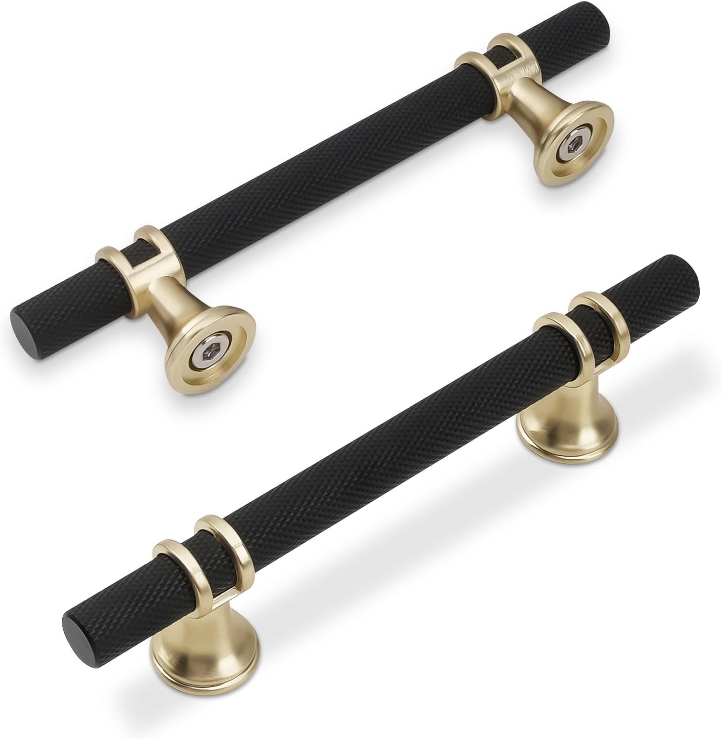 10 Pack 3-3/4 Inch Cabinet Pulls in Matte Black and Gold Finish