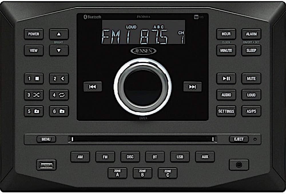 Jensen JWM62A Bluetooth Wallmount Stereo with App Control