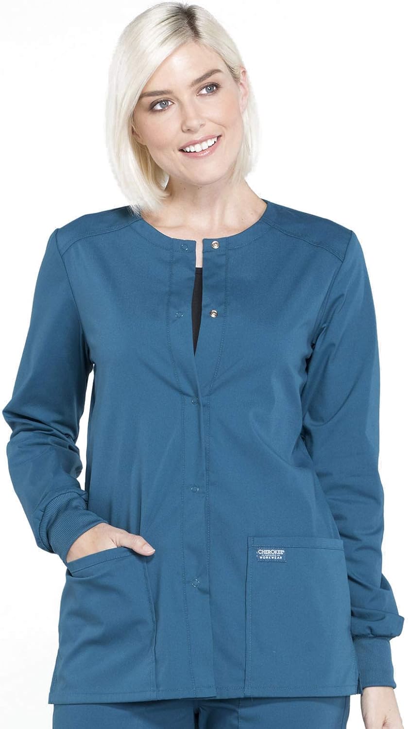 Workwear Professionals Snap Front Scrub Jackets for Women
