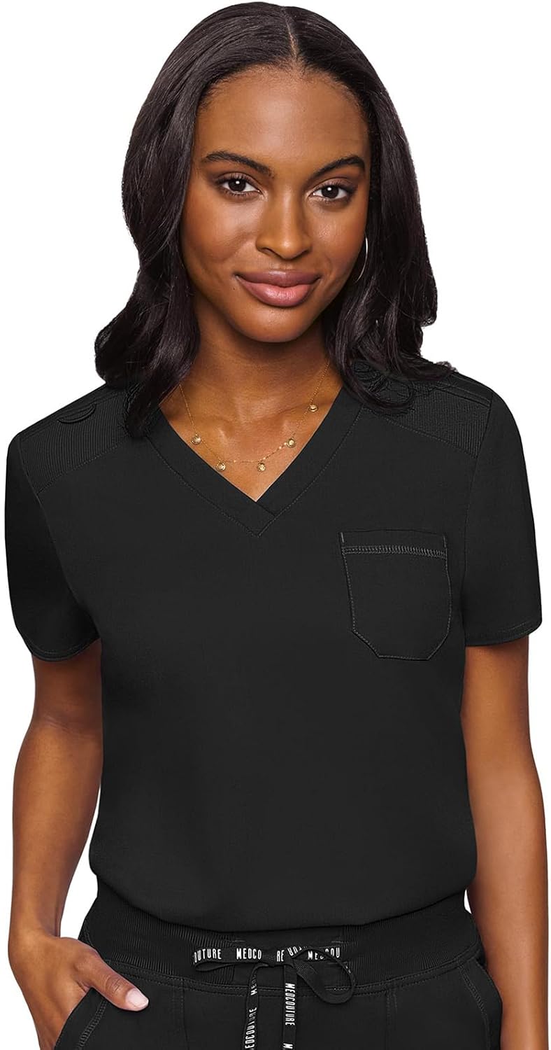Med Couture Women's V-Neck Scrub Top for Comfort and Style
