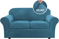 Velvet Plush 3 Piece Stretch Sofa Cover for Loveseat - Fits up to 72in