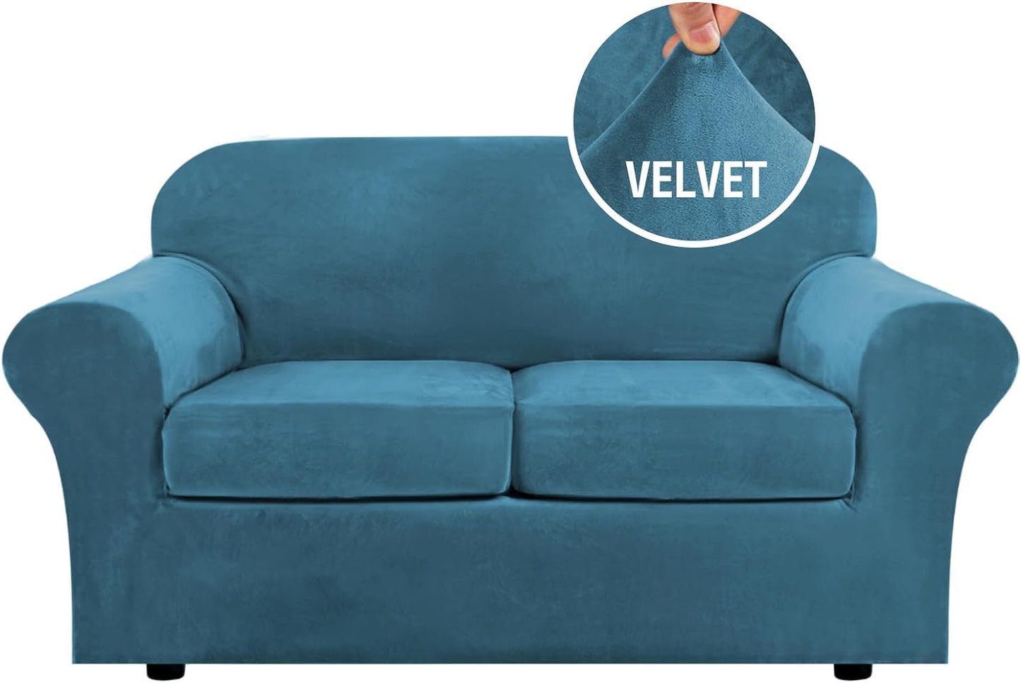 H.VERSAILTEX Real Velvet Plush 3 Piece Stretch Sofa Covers