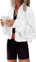 Cropped Waffle Knit Shacket - Cozy Cropped Button Down Jacket