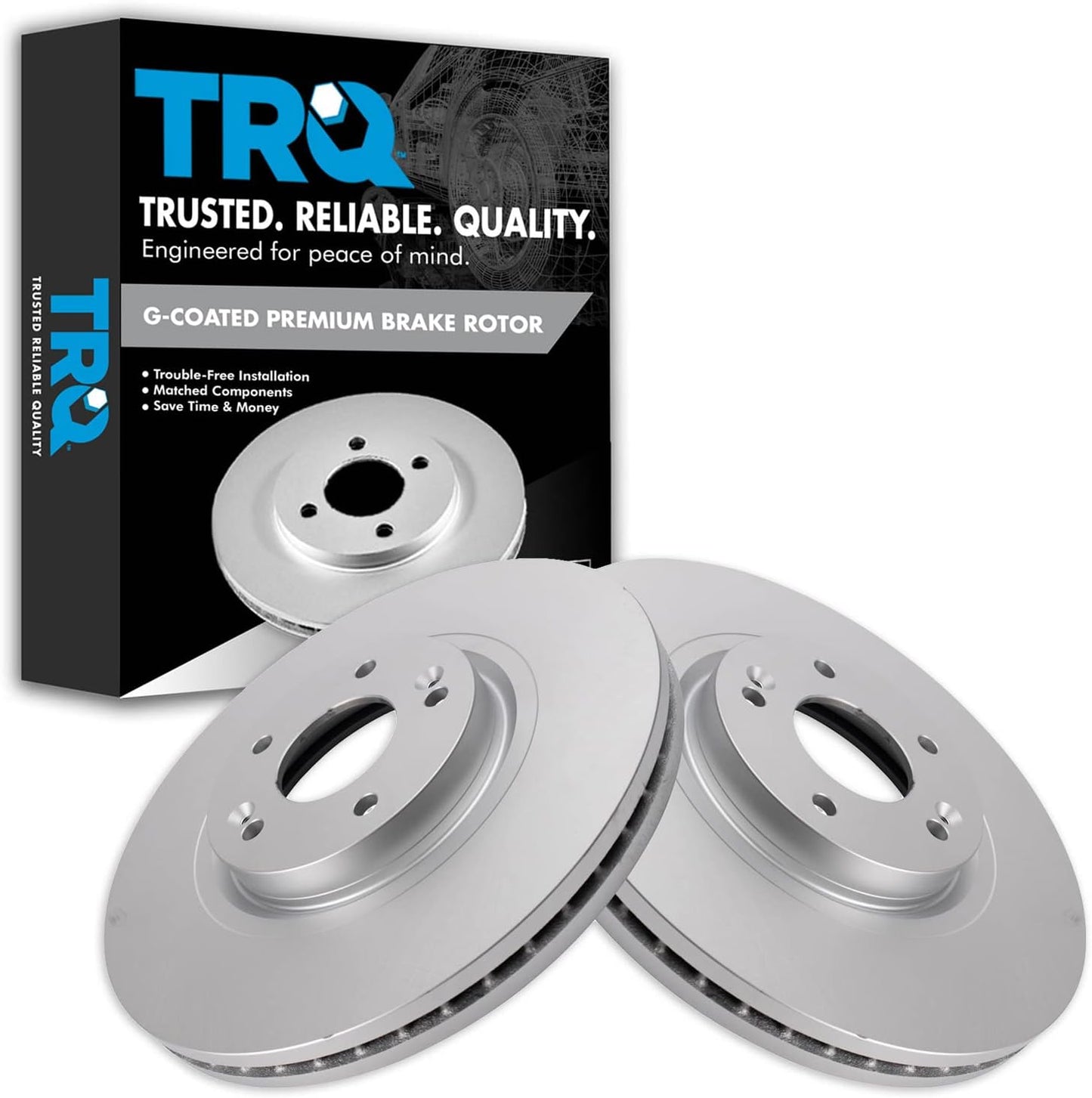 TRQ Front Brake Rotors Set Vented Premium G-Coated for Kia Sedona
