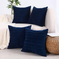 All Smiles Dustyblue 24x24 Throw Pillow Covers Set of 4 - Soft Striped