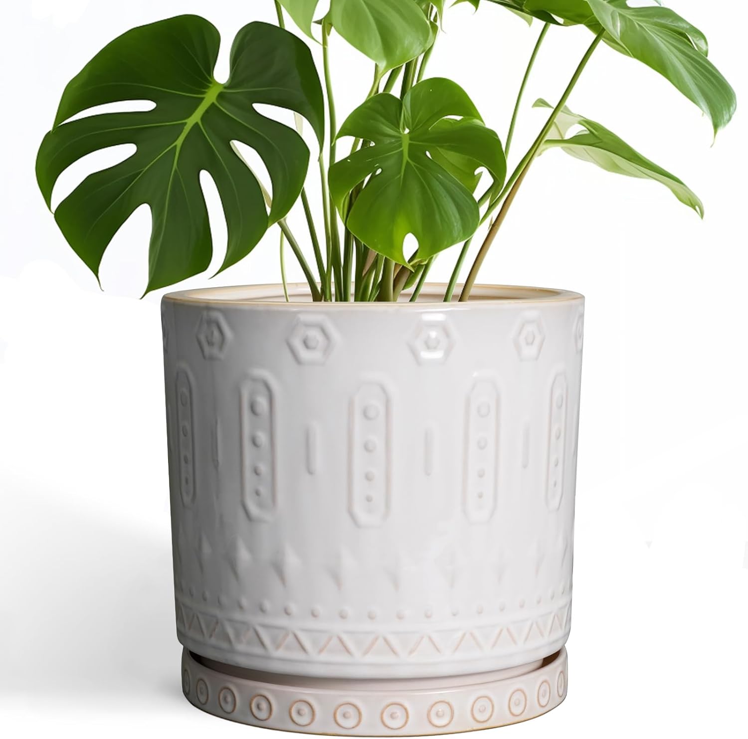 Stylish 10 Inch Ceramic Planter Pot for Indoor Outdoor Use