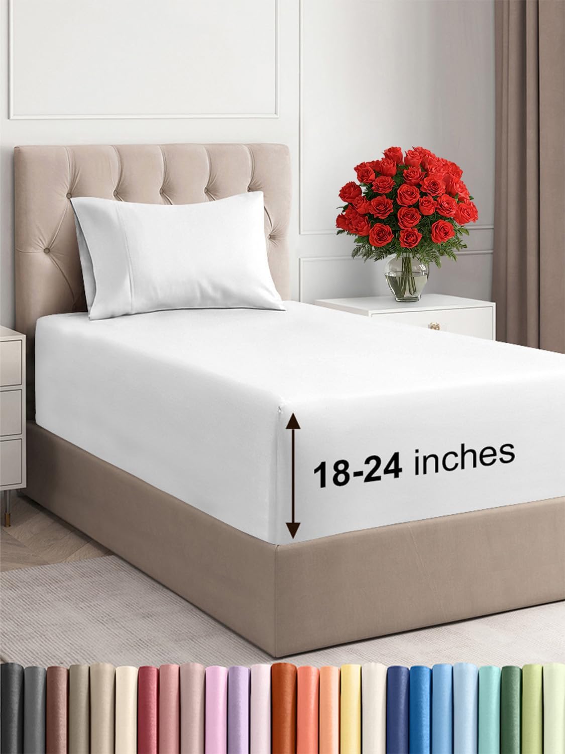 Extra Deep Pocket Twin Sheets Set - Soft & Cooling Bed Sheets