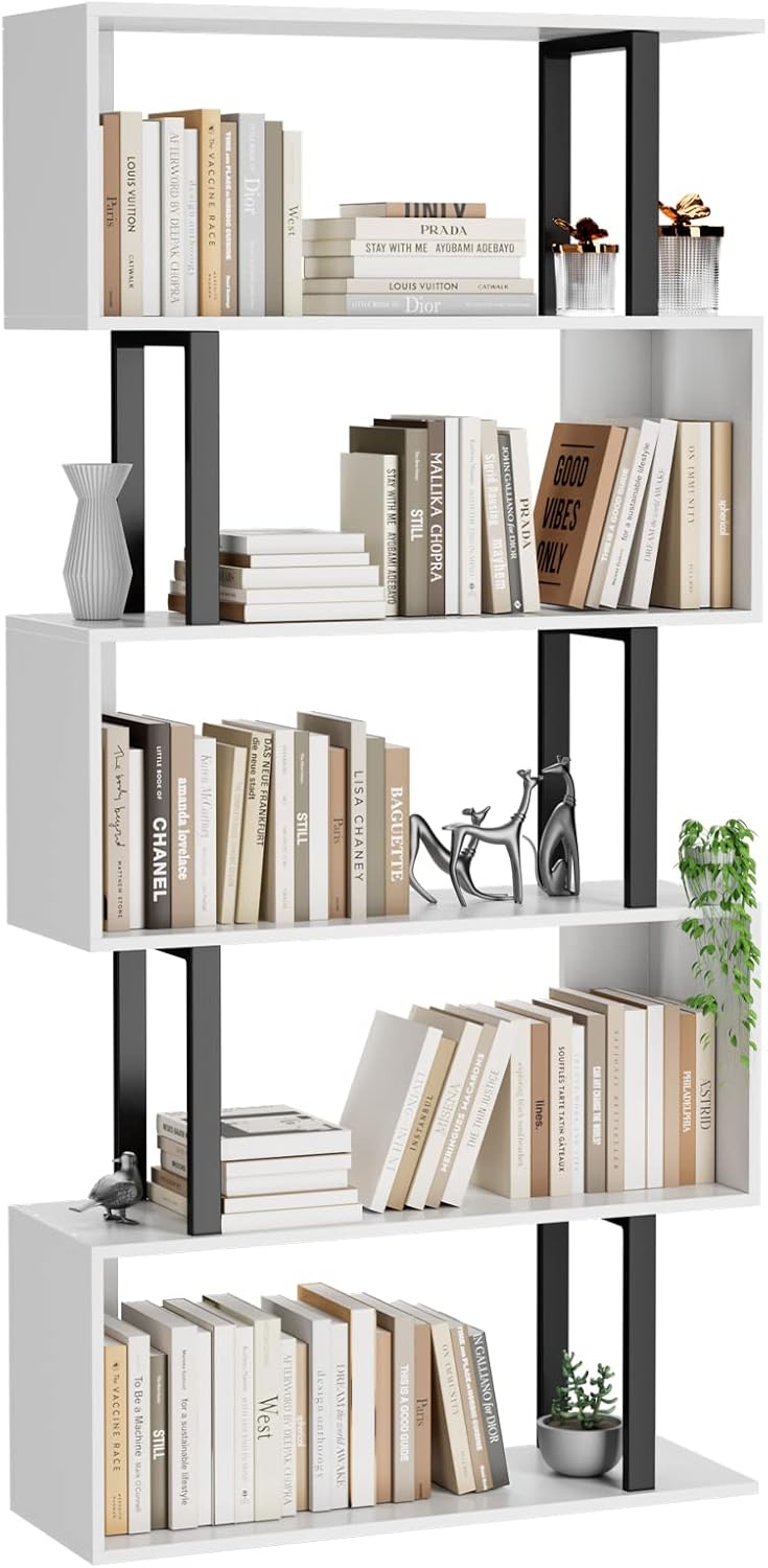 Gadroad 5 Tier Geometric Bookcase for Stylish Home Storage