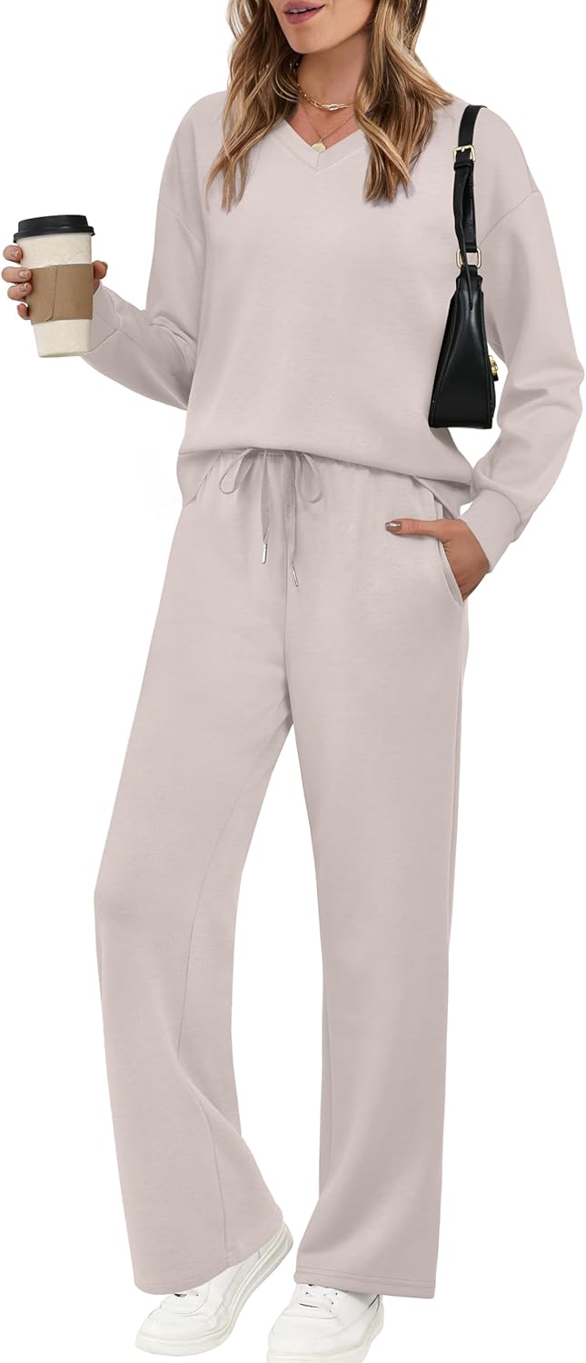 Cozy Lounge Sets for Women: Chic V Neck 2 Piece Outfits