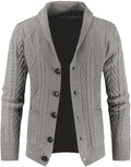 Mens Shawl Collar Cardigan Sweater Slim Fit Cable Knit - Warm Comfort