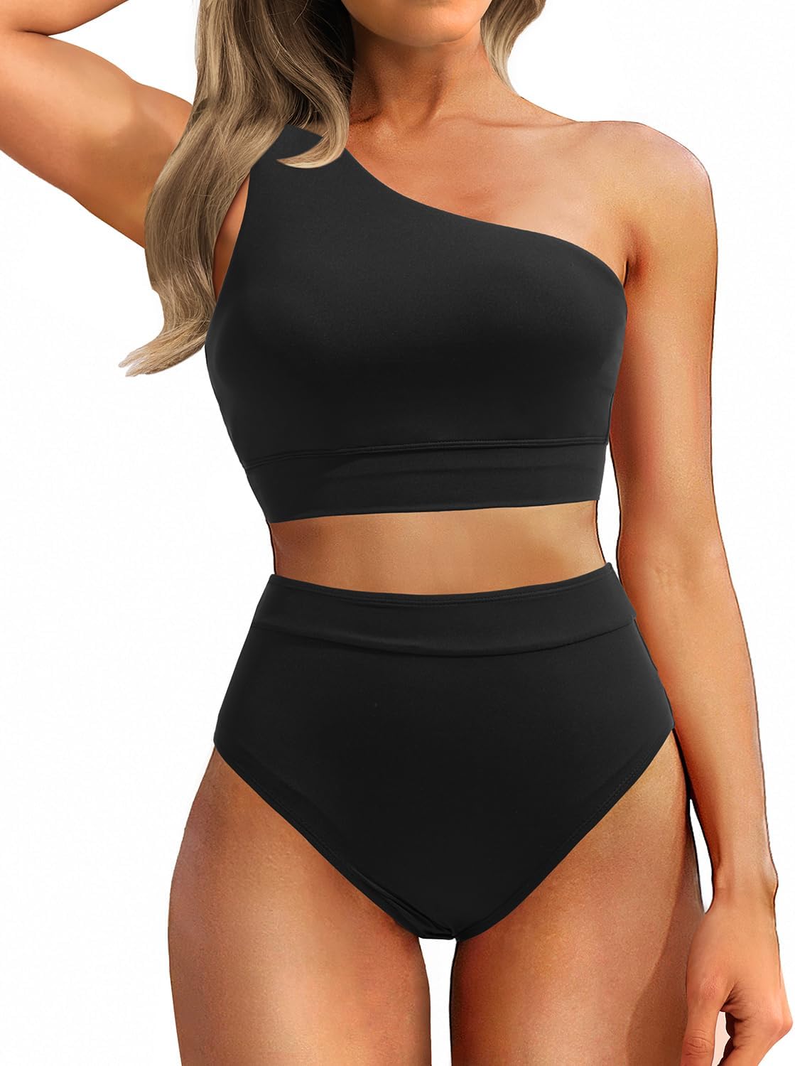 Holipick Women One Shoulder High Waisted Bikini Set for Summer