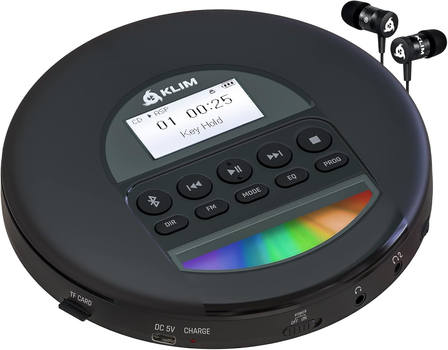 KLIM Nomad CD Player - Long-Lasting Battery - Bluetooth