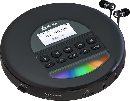 KLIM Nomad CD Player - Long-Lasting Battery - Bluetooth