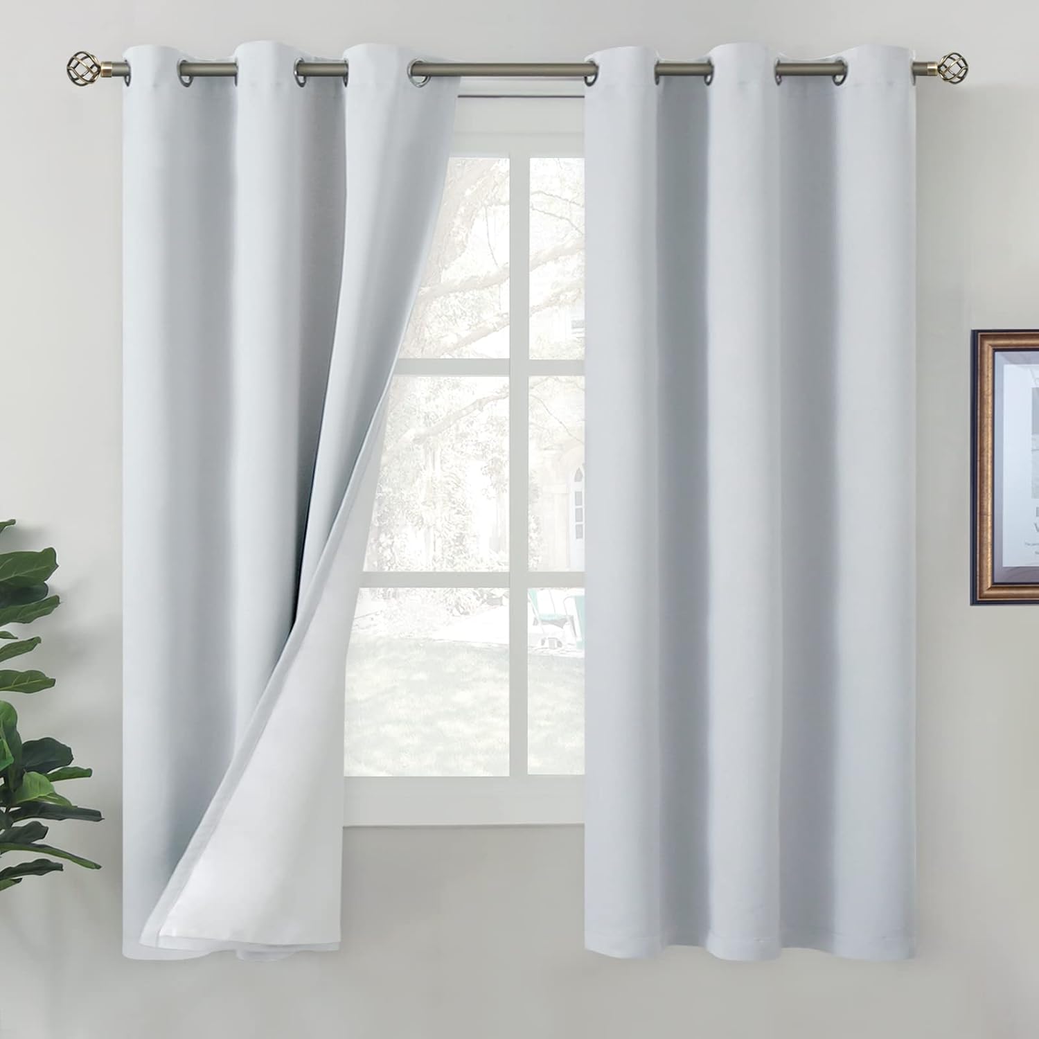 BGment Greyish White Blackout Curtains for Bedroom 63 Inch Length
