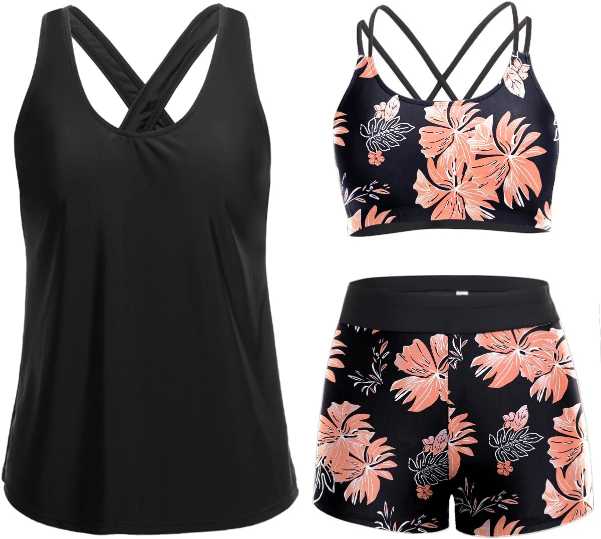 Stylish 3 Piece Tankini Swimsuits for Women with Tummy Control