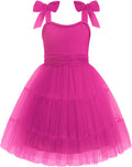 Arshiner Girls Tulle Dress with Bow-Tie Straps - Elegant Party Fit