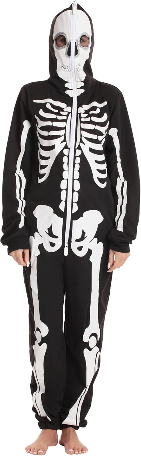 Just Love Skeleton Onesie for Women - Cozy Halloween Costume