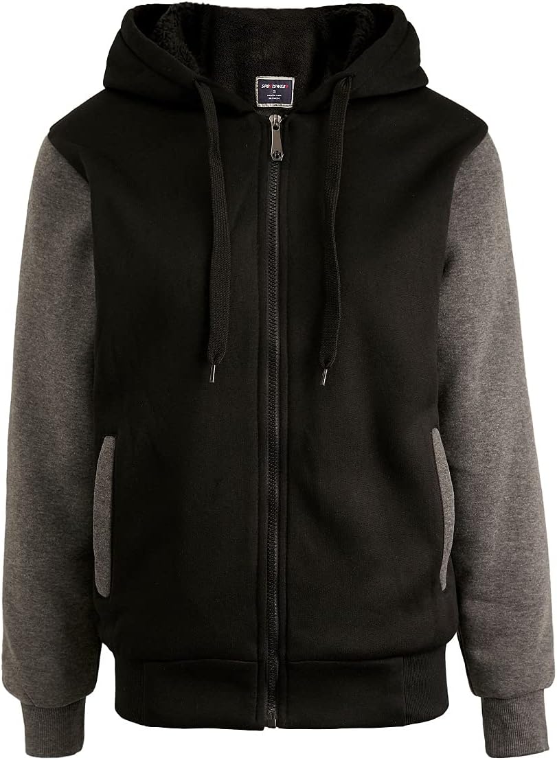 Facitisu Heavyweight Sherpa Lined Fleece Hoodie for Men