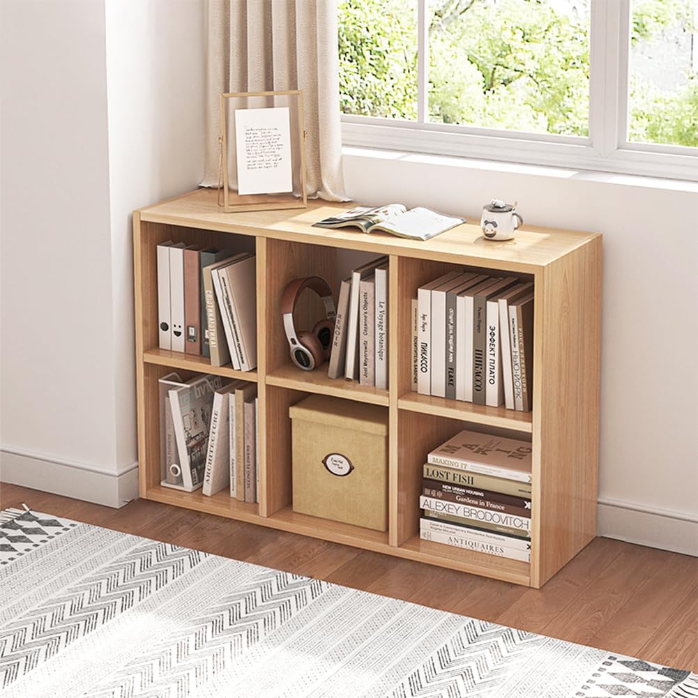 6 Cube Organizer Bookcase with Fabric Storage Bins for Home