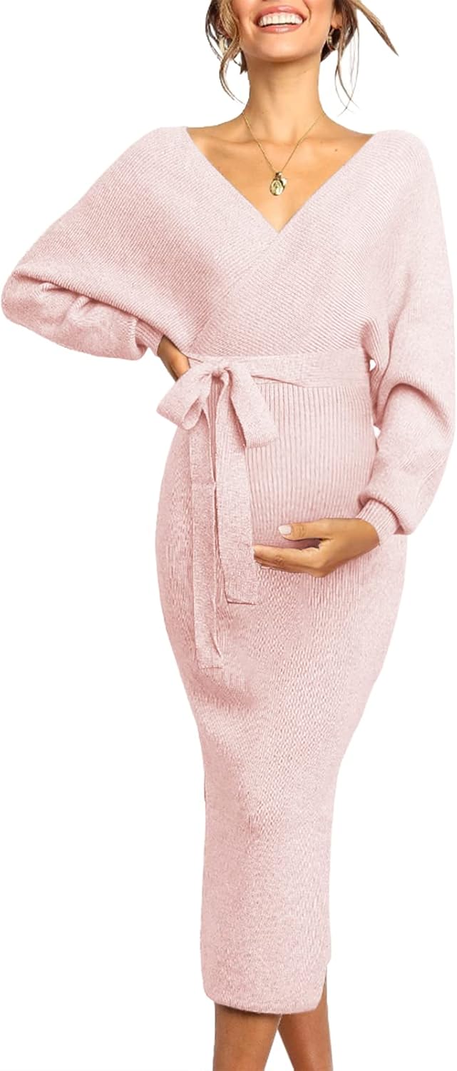 Maternity Nursing Dress Sweater Dress for Baby Shower Events