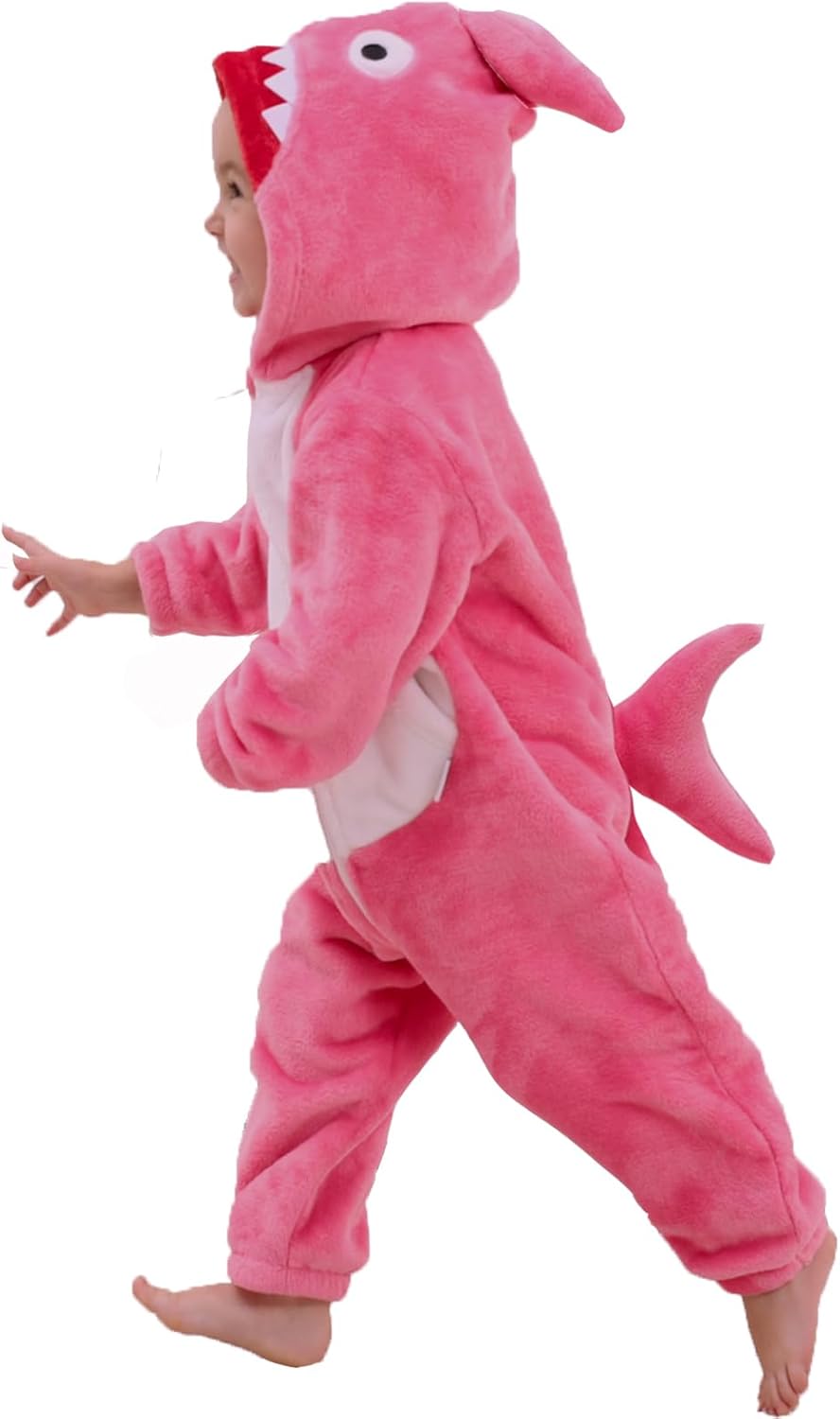 LOLANTA Dinosaur Shark Costume Flannel Jumpsuits for Kids