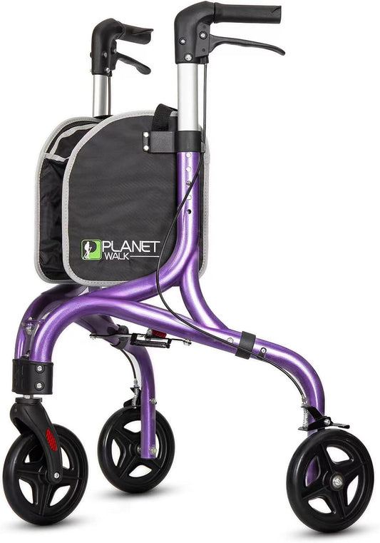 Planetwalk Premium 3 Wheel Rollator Walker for Seniors - Lightweight