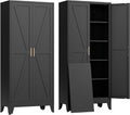Black Farmhouse Storage Pantry Cabinet with Barn Doors - 71in