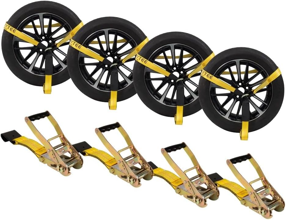 2in x 120in Car Trailer Tie Down Straps for Secure Hauling