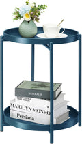 danpinera 2-Tier End Table Navy Blue - Compact Outdoor Side Table