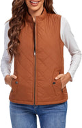 Women's Quilted Vest with Stand Collar - Lightweight Warm Layer