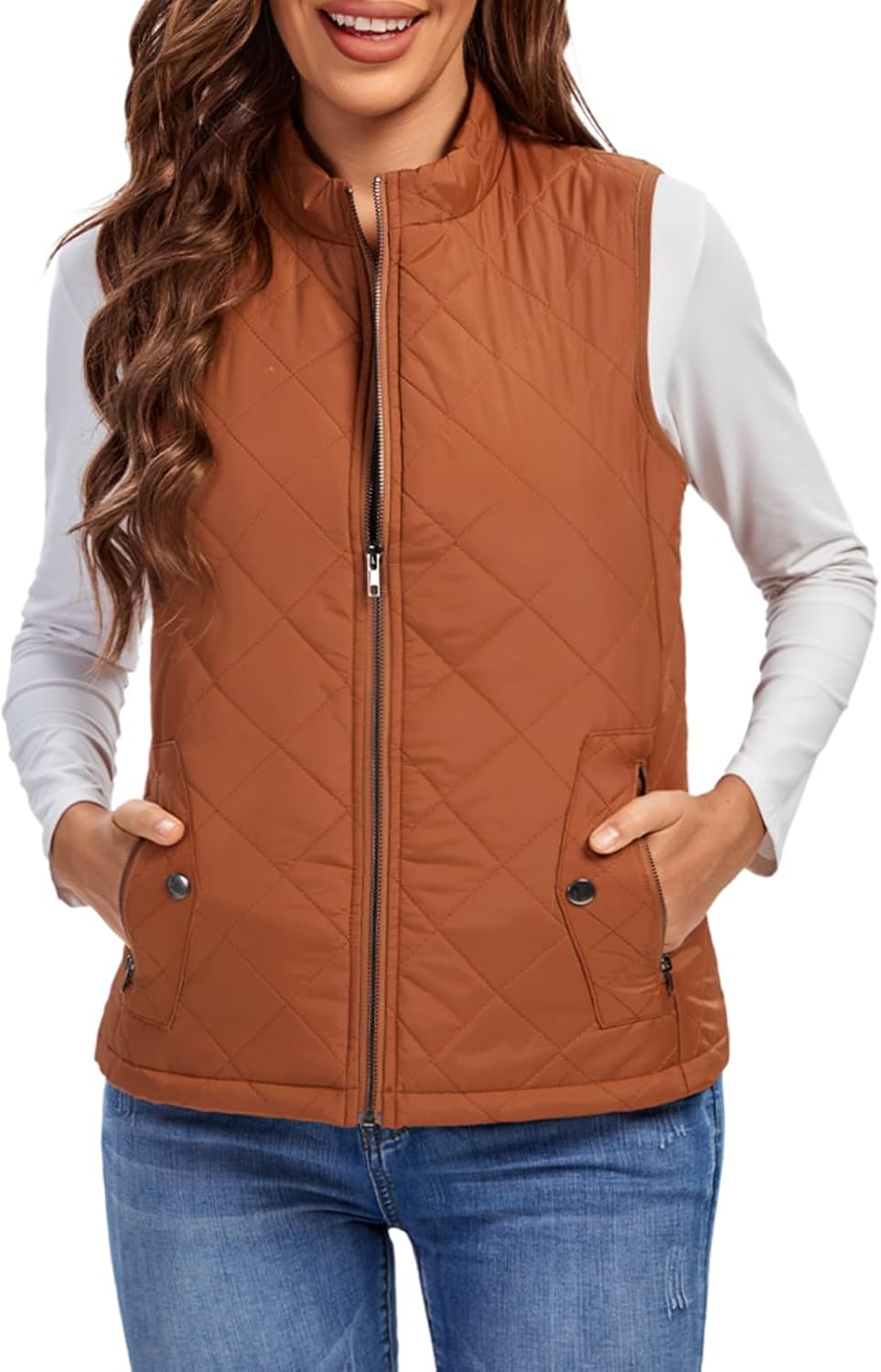 Fuinloth Women's Quilted Vest: Stylish Lightweight Zip Gilet