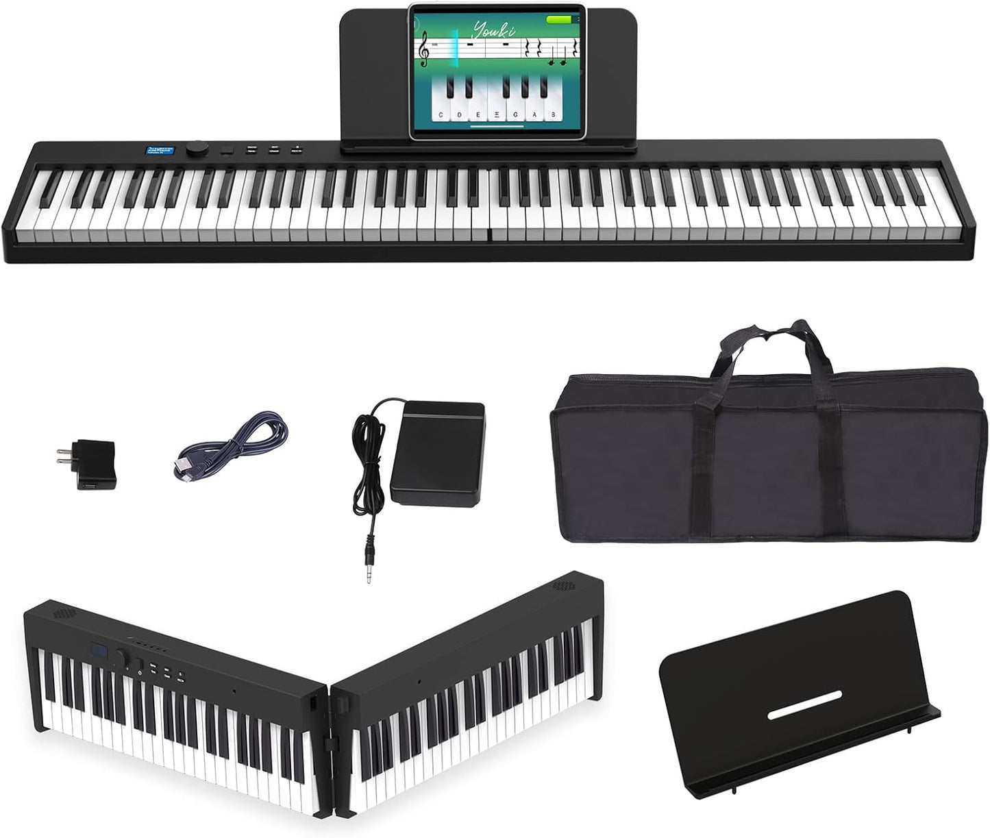 Folding 88-Key Portable Piano - Bluetooth MIDI, Ideal for Beginners