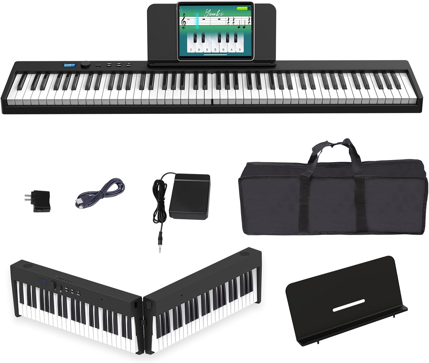 Folding 88-Key Portable Piano - Bluetooth MIDI, Ideal for Beginners