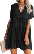 MIHOLL Women's V Neck Short Sleeve Ruffle Mini Dress