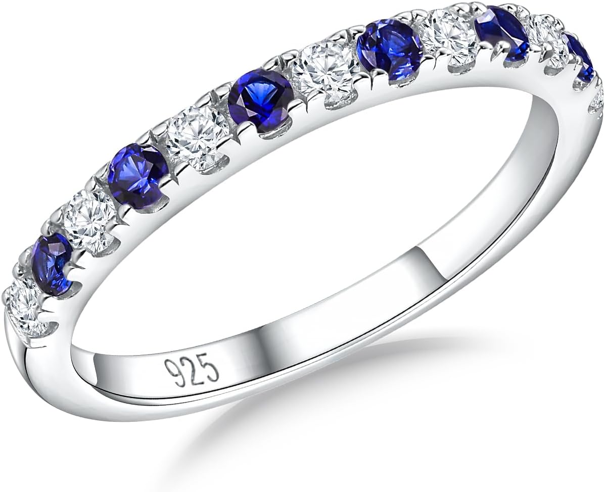 Birthstone Rings Eternity Band in 925 Sterling Silver Design