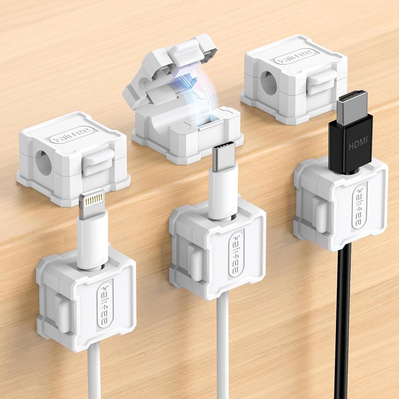 6 Pack Kailfee Magnetic Cable Clips - Strong Adhesive Organizer