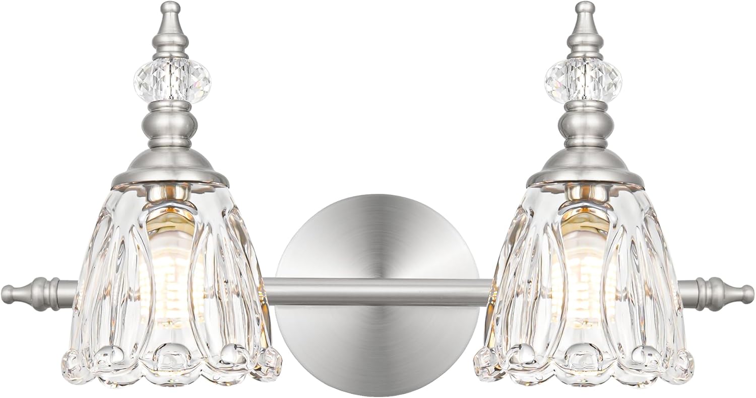 Vintage Vanity Light Fixtures for Bathroom with Clear Glass Shades