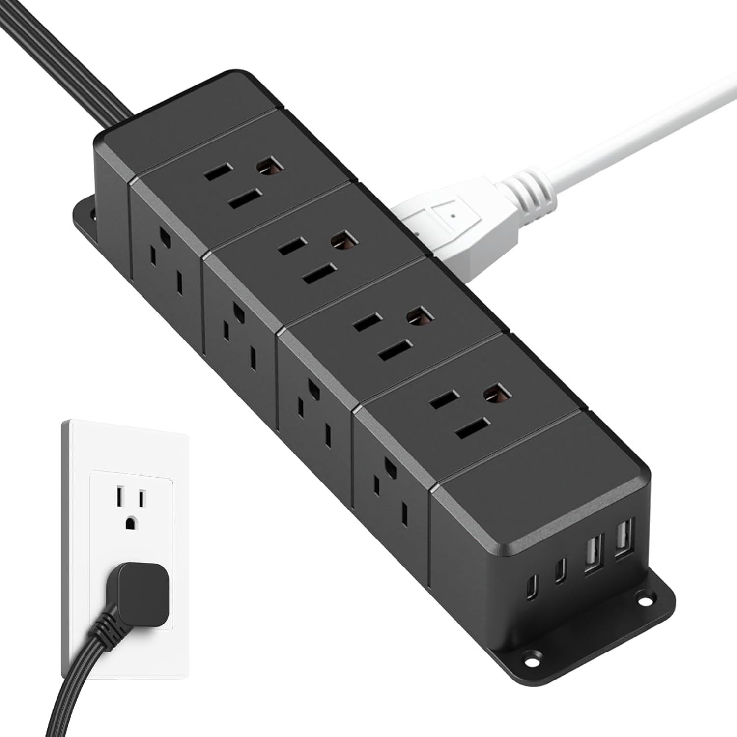 30W USB C Power Strip Surge Protector with 12 Outlets and USB