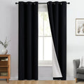 100% Blackout Curtain Panels 84 in (2-Pack, Black with White Backing)