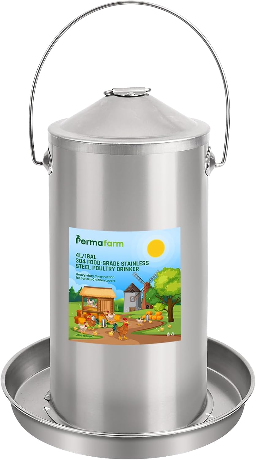 Permafarm 304 Stainless Steel Chicken Waterer | Rust-Free Durability